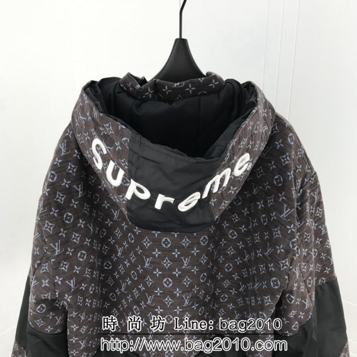 LV路易威登 X suP聯名款 18ss秋冬新款 經典老花Logo 重工刺繡 棉服外套 OS寬鬆版型 情侶款 ydi1253